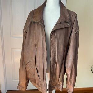 Vintage Adventure Bound Leather Brown Men’s Bomber Jacket Size 4X
